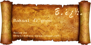 Baksai Ágnes névjegykártya